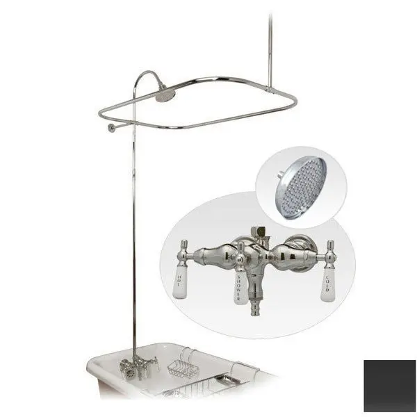 48 Inch Oil Rubbed Bronze Tub Wall Mount Clawfoot Tub Shower Enclosure with Faucet and Rain Shower Head