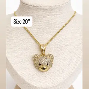 B32. Collar Osito  14K Laminado Size 20" – Colores Disponibles Gold Tone Teddy Bear Pendant Necklace