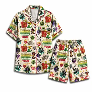 Descendants Zombies 4 Tour Satin Pajamas, Fun Descendants Cartoon Silk Sleepwear for Birthday Gift