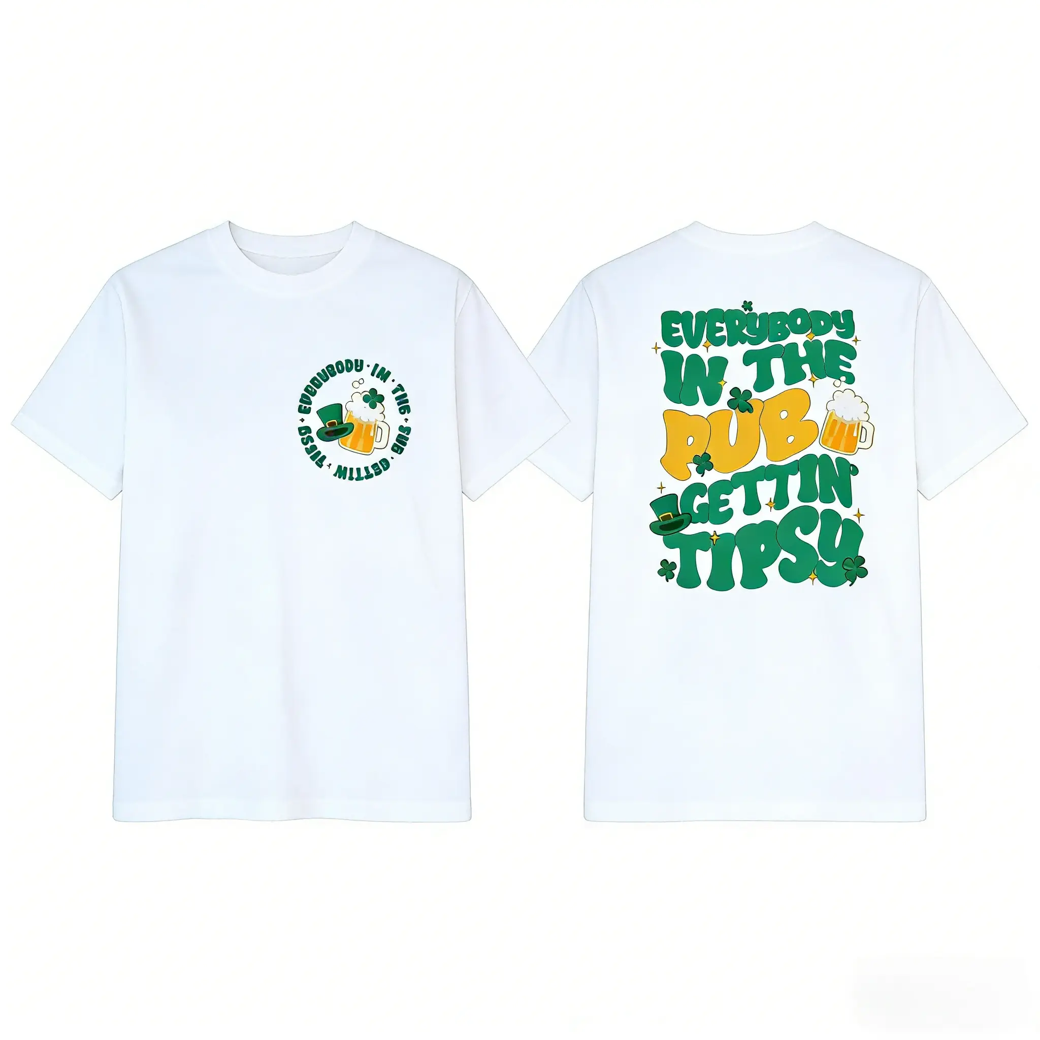 St. Patrick's Day Pub T-shirt, Everybody In The Pub Getting Tipsy, Green Beer Shirt, St. Patrick's Day Drinking Shirt, Irish Pub Tee Round Neck Casual