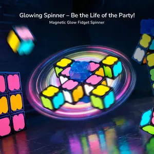 MiDeer Magnetic Fidget Toy – Glow in Dark Magnet Cube, 4-in-1 Transformable Fidget Spinner, Infinity Cube & Puzzle Cube, STEM Stress Relief Gift for Kids Adults
