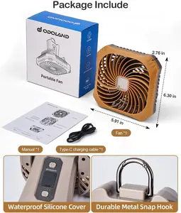 Odoland 2-in-1 Portable Camping Fan with LED Lantern, 40H Battery Life, Quiet Rechargeable Tent Fan for Outdoor & Emergency