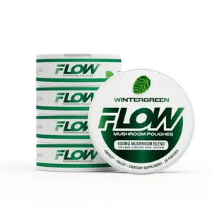 Flow Pouches Mushroom Nootropic Pouches - 600mg Organic Mushroom Blend Energy Pouches with Lion's Mane, Reishi, Cordyceps for Focus & Clean Energy - Zero Caffeine, Zero Sugar