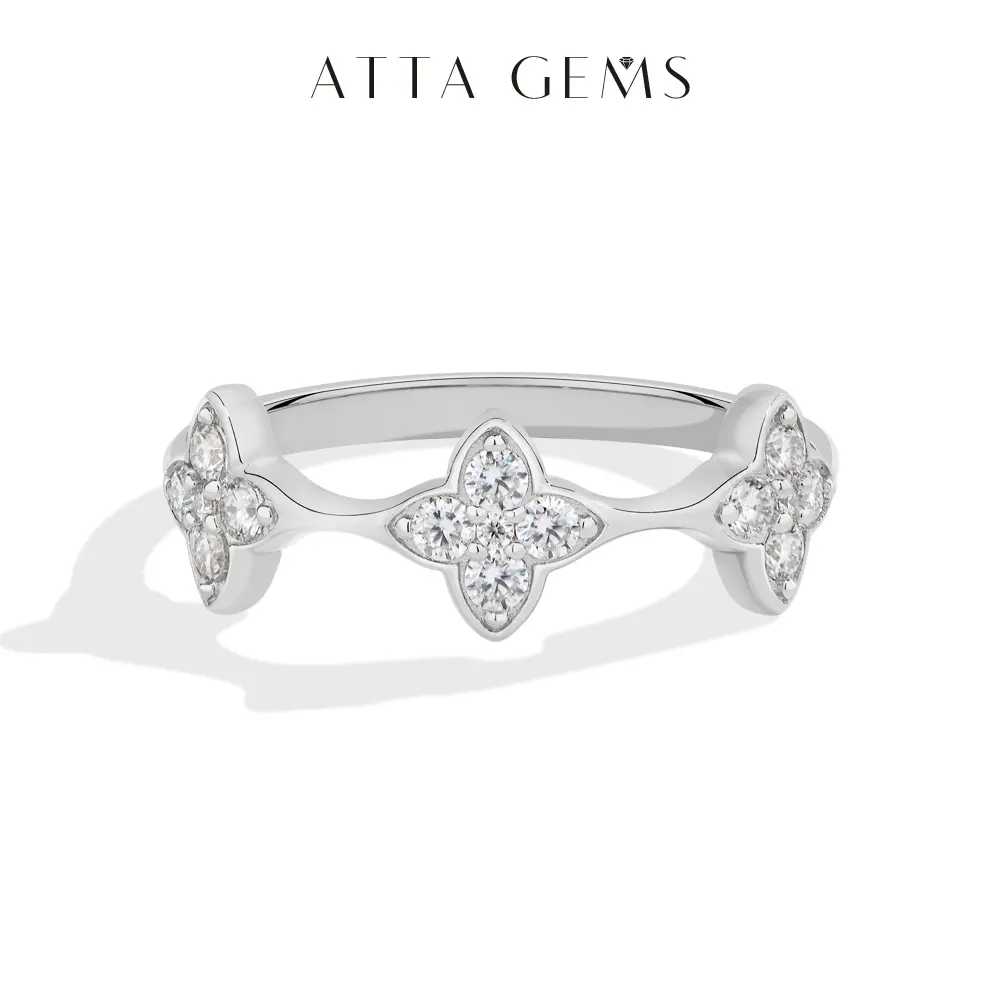 ATTAGEMS Romantic Flower Design Lab-Created Moissanite Ring for Women Girls 925 Sterling Silver Jewelry Ring Daily Wear Dating Anniversary Gift R359, Moissanite Ring Band summerwins