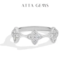 ATTAGEMS Romantic Flower Design Lab-Created Moissanite Ring for Women Girls 925 Sterling Silver Jewelry Ring Daily Wear Dating Anniversary Gift R359, Moissanite Ring Band summerwins,summerwins