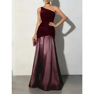 GGFL Elegant Party Long Summer Dresses For Women Solid Color Sleeveless Festival Outfits For Ladies Velvet Top With A-Line Hem Spring Wedding Guest Dress, Formal Luxury Evening Ball Gown For Weddings & Events, Prom, Birthday
