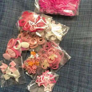 500pcs/Set Girls' Pink Bowknot Hair Clips, Cute Princess Hair Accessories, High Elastic Durable Non-Damaging Hair Ties, Hair Bands, Rabbit Ear Hair Rings, Versatile Duck Clip Barrettes, Suitable For Daily Use