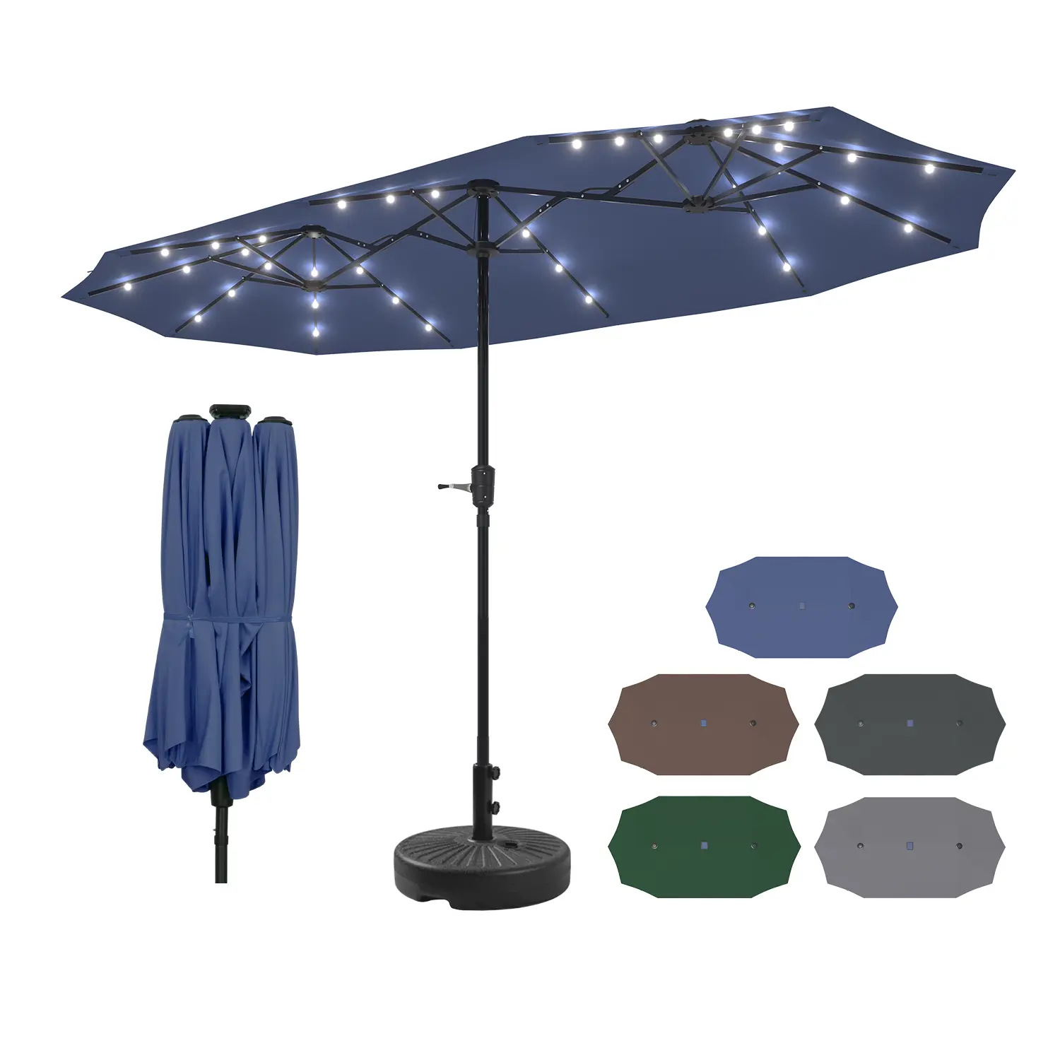 GDY 12/13 ft Large Patio Umbrella with Base & Solar Lights, Double Sided Rectangular Crank Handle for Pool Garden Backyard, Heavy Duty Canopy - TikTok Shop GDY 12/13 ft Large Patio Umbrella with Base & Solar Lights, Double Sided Rectangular Crank Handle for Pool Garden Backyard, Heavy Duty Canopy - TikTok Shop