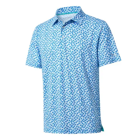 MAELREG Men’s Printed Polo Shirt, Quick Dry Performance Stretch Moisture-Wicking Breathable Golf Top,Blue Shortsleeve Shirt,Fashion Menswear