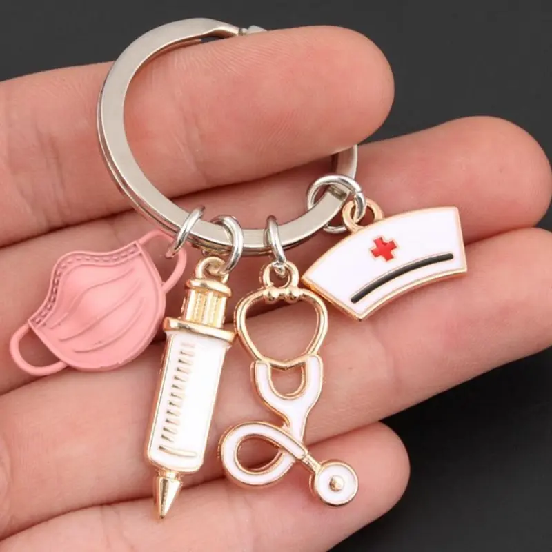 Nurse Cap & Medical Tool Design Keychain, Cute Keychain for Women & Men, Fashion Accessories for Daily Use, Trendy All-match & Exquisite Keychain for Birthday Gift, Fashionable Alloy Keychain, Aesthetic Keychain, Stylish Keychain, Keychain for Purse
