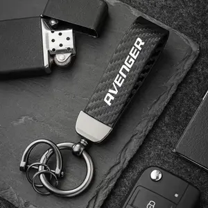 Dodge Avenger Carbon Fiber Car Keychain Set, Premium Auto Modification Key Fob, Includes Screwdriver & Rings, Durable Design