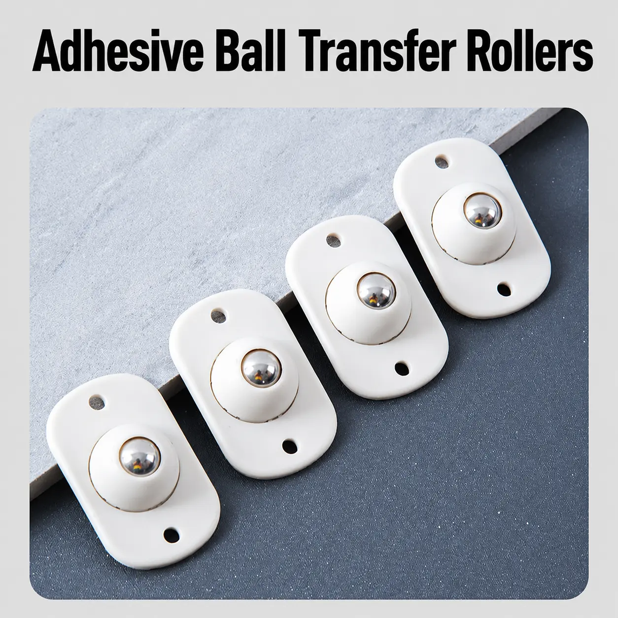 Stick-On Mini Moving Wheels, 4/8PCS 360° Adhesive Ball Transfer Rollers for Easy Storage Box Sliding