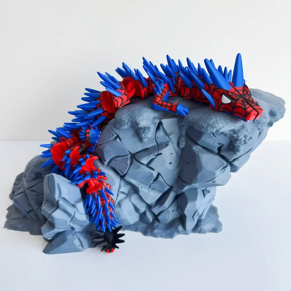 [Spider Theme] 15.35-in Plastic 3D Printed Spider Dragon Sculpture, Articulated Animal Figurine with Exquisite Color & Texture, House Decor for Carnival, Independence Day, Hanukkah, Giftable Collectible Ornament, Articulated Animal Figurines, Craft Figuri