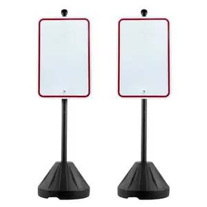 Portable 5-Foot Sign Post with Cast-Iron Post, Hard Plastic Base and Wheels, Movable Parking Sign Stand for No Parking and Handicap Parking, Street Signs, Includes Base, Bolts and Nuts, Black Finish