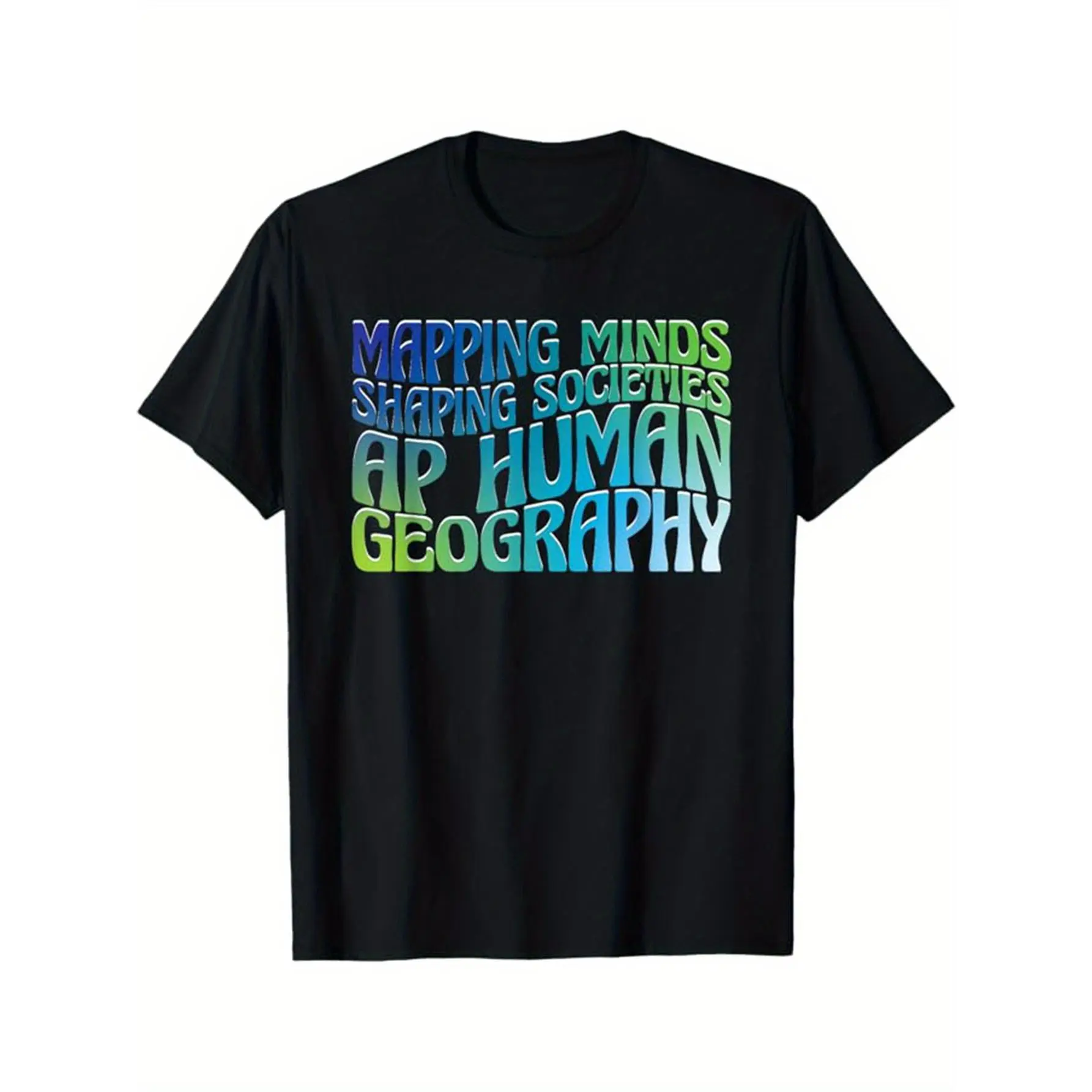 Geography Teacher Print Men's Cotton Round Neck Print Tee Short-Sleeve Comfy T-Shirt Loose Casual Top For Teacher, Back To School Men's Clothing As Gifts,Made in USA