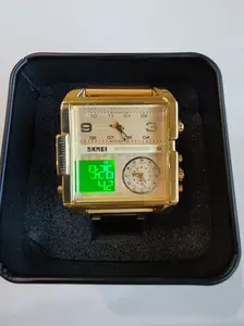 2023Sport Men's Watch Luxury Brand Quartz Military Wristwatch Clock LED Display Reloj Three Time Zone