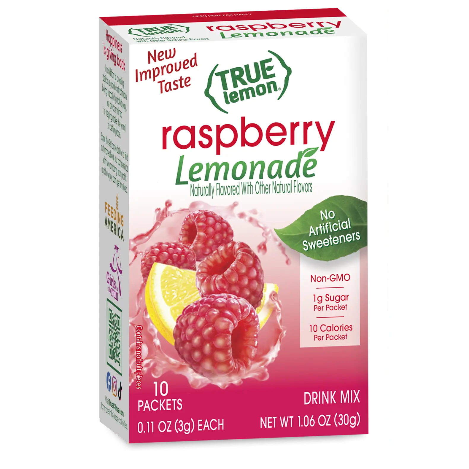 True Lemon Raspberry Lemonade Drink Mix | Low Sugar Packets | 10 Cal | No Artificial Sweeteners True Lemon Raspberry Lemonade Drink Mix | Low Sugar Packets | 10 Cal | No Artificial Sweeteners