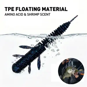 Pre-Scented Floating Finesse Danceing Worm – Natural Amino & Shrimp Oil Attractant | Bubble Tail S-Action Soft Plastic 3in Bass Lure