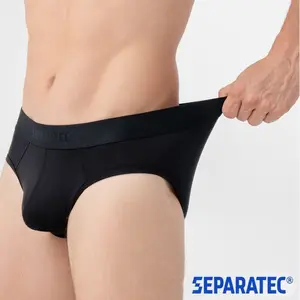 Separatec Men's Briefs 4-Pack, Menswear Dual-Pouch Underwear with Natural Bamboo Rayon-Spandex Fabric, Colorful, Breathable, Moisture-Wicking, Functional Hole Design