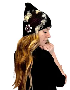 Mid-Night Walks Black Vintage Embellished & Feathered Winter Flapper Style Hat