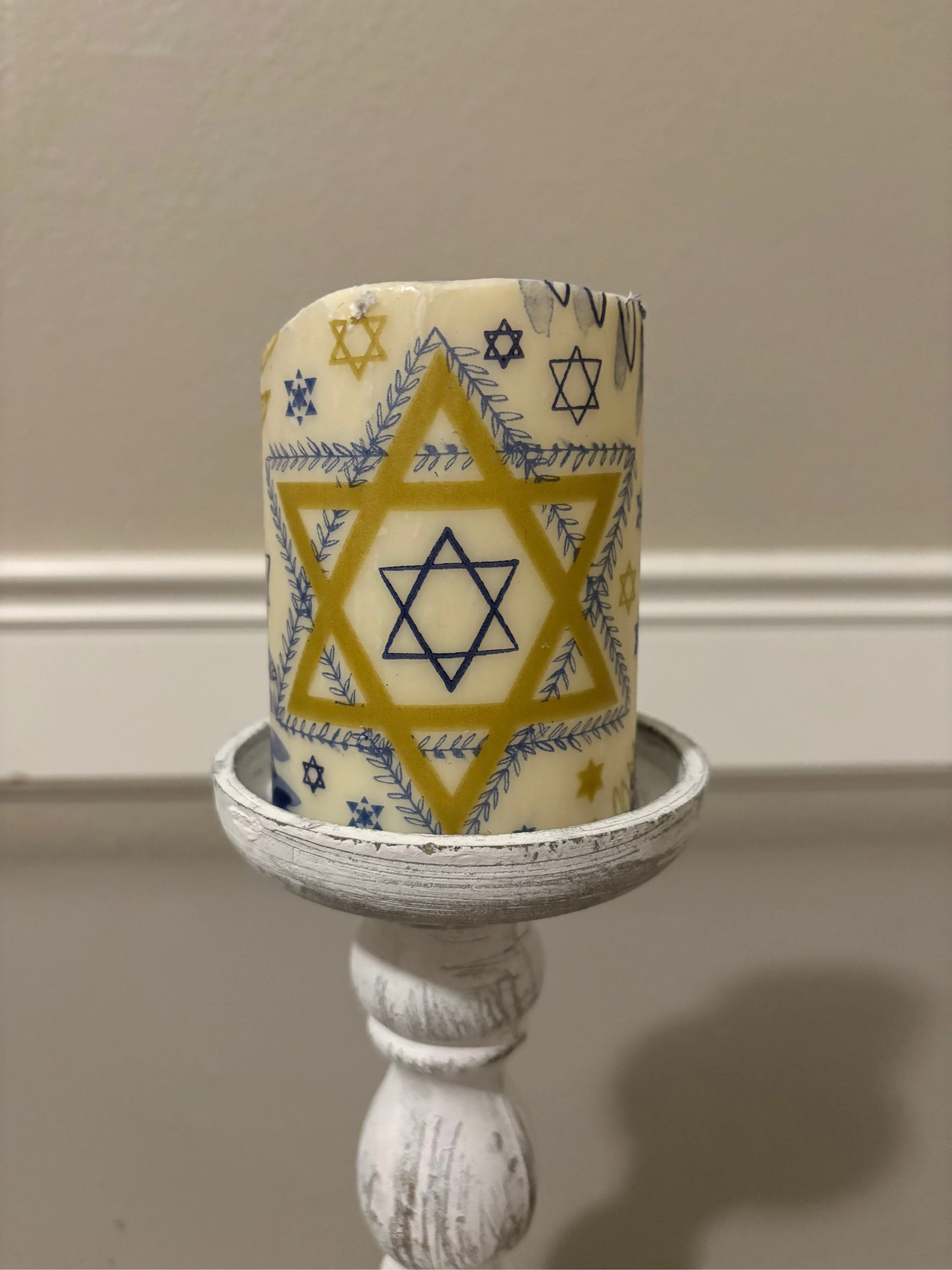 AA Handmade Star of David Candle- Personalized Jewish Gift & Home Decor