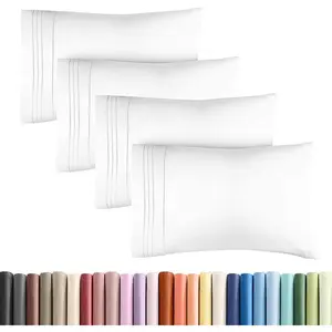 Standard Pillow Cases Set of 4 - Ultra Soft Hotel Quality Pillowcase Covers - Comfy Cozy Bedding for Women Men Kids & Teens - Machine Washable Pillow Protectors - Standard Size White