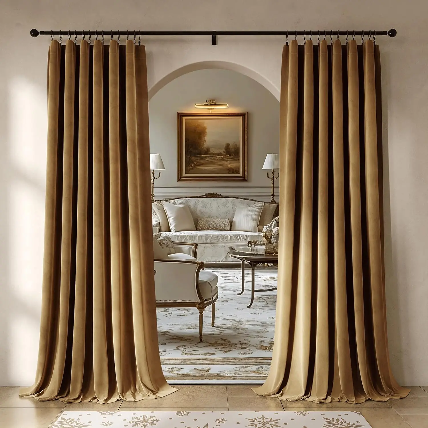 Golden Brown  Curtains 72 Inches Long 2 Panels for Bedroom Living Room Soft Luxury Room Darkening Thermal Insulated Soundproof Rod Pocket Window Treatments Drapes, 52X72 Set of 2
