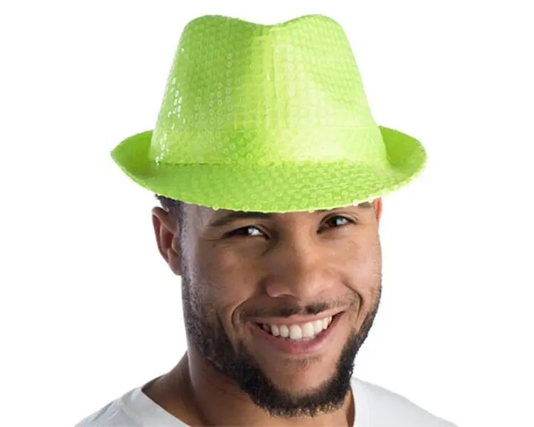 212 MAIN Pet Structured Sequin-Accented Turned-Down Brim Fedora Hat - Green, 1 Size, Structured Hat