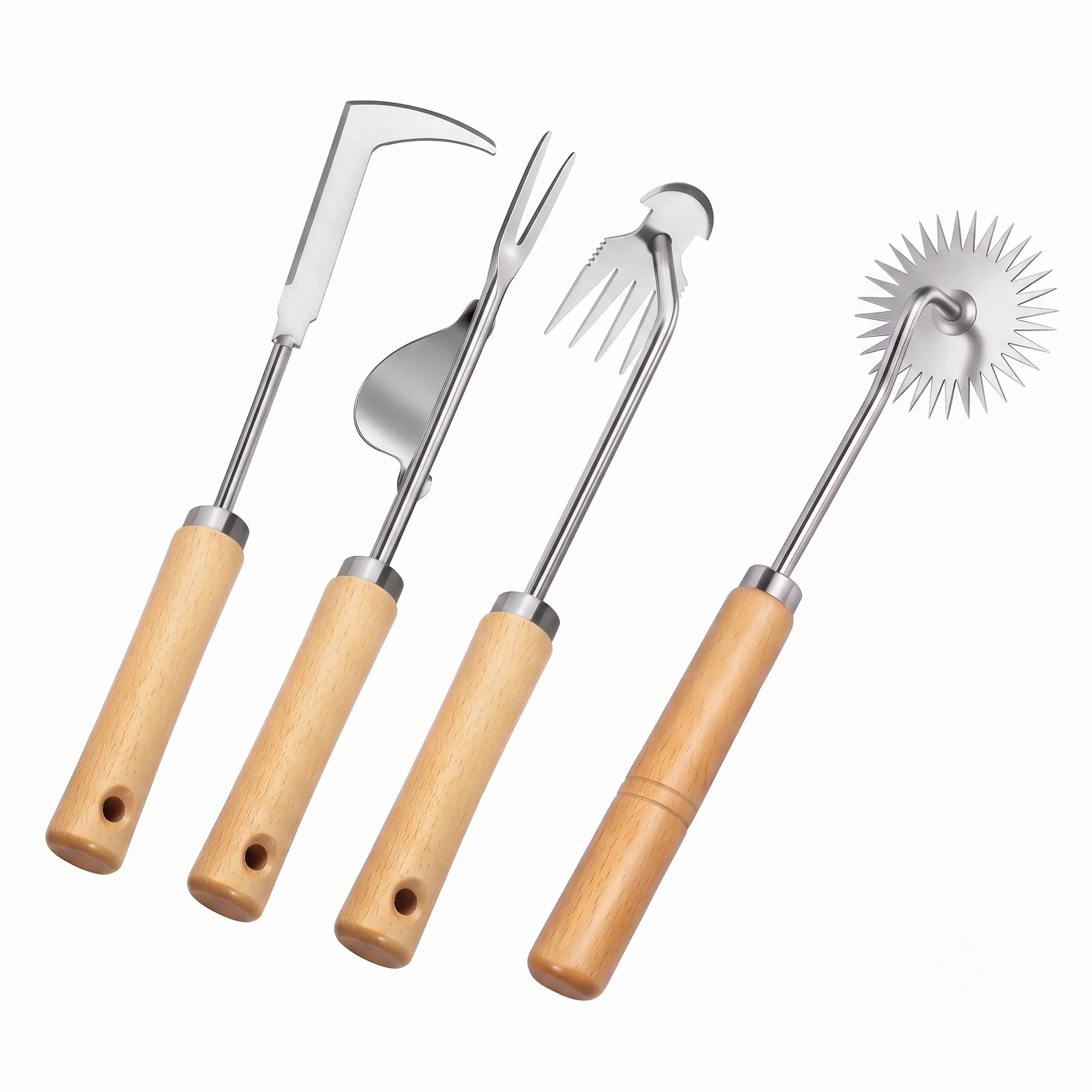 Weed Puller Tool, Portable Wood-Handled Garden Tools, Four-Tined Weeding Tool, Uprooting Weeding Tools, Crevice Weeder, Sunflower Weeder Stainlees, Yard Weed Tools, and Weed Removal Tool