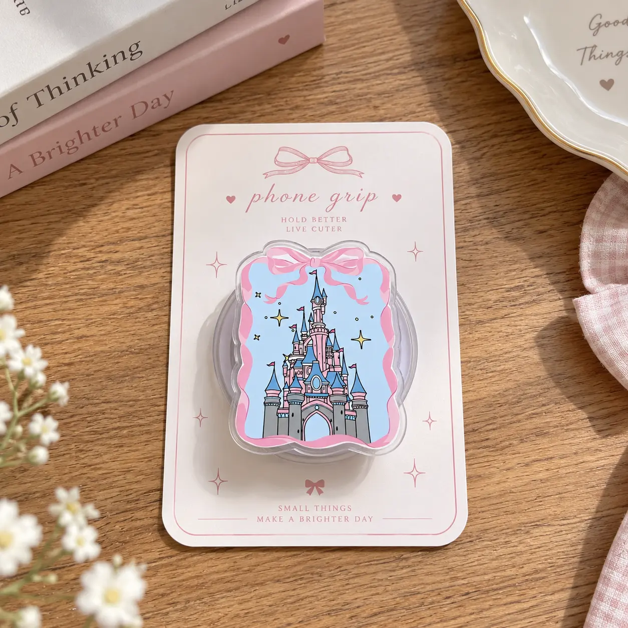 Princess Castle Phone Grip, Kindle Grip, Pink Bow Aesthetic Phone Holder, Fairy Tale Castle Magsafe Grip, Cute Girly Phone Accessory, Book Lover Gift