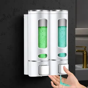 Wall Mounted Shampoo & Conditioner Dispenser Set, No Drill Installation, 400ML Liquid Soap Shower Pump, Bathroom Organizer
