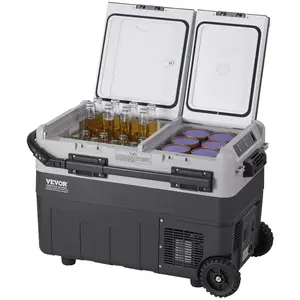 VEVOR Portable Car Refrigerator, 12 Volt Car Refrigerator Fridge, 50 L / 52.8 QT Dual Zone Portable Freezer, -4℉-68℉ Adjustable Temperature, Compressor Cooler for Home, Outdoor, Camping, RV, CarSummervibes