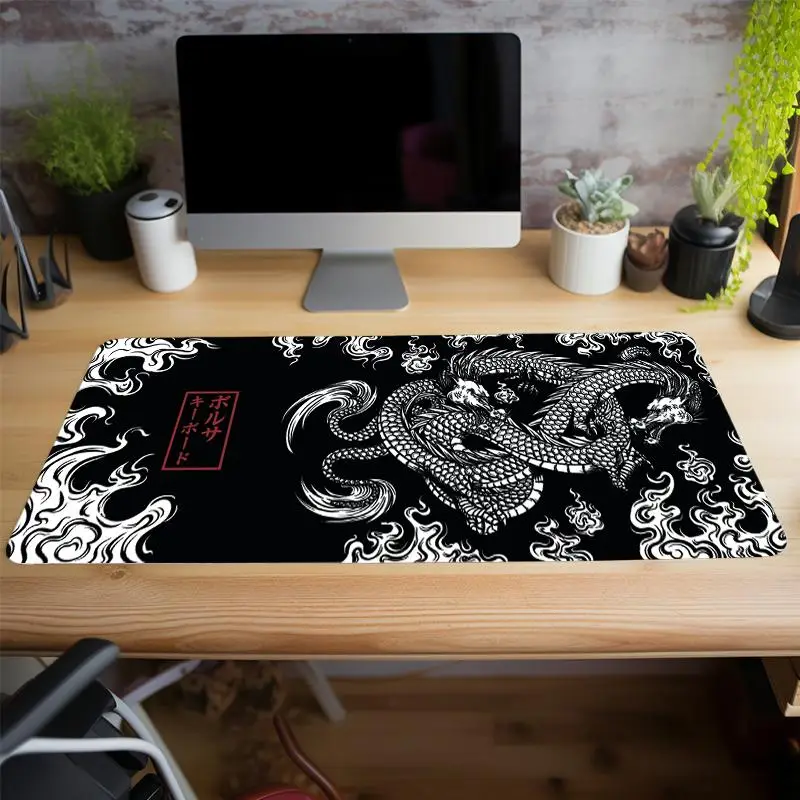 Dragon Pattern Mouse Mat, 1 Count Non Slip Keyboard Mat, Gamer Office Mat, Stitched Edge Rubber Mouse Pad, Gaming Room Accessories Desk Mat for Home O