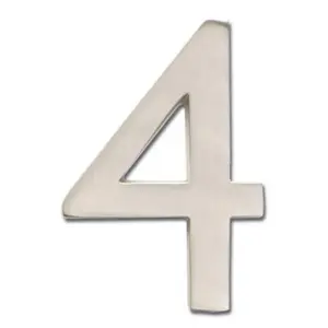 212 MAIN 5 in. Satin Nickel Solid Cast Brass Floating Metal House Number 4, Home Improvement Address Sign, Home Decor