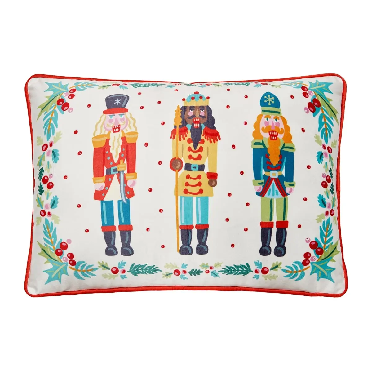 Peking Handicraft Handcrafted Nutcrackers Printed Throw Pillow - 14x20 in, 100% Polyester Poly Fill, Multi-Color, Bedding Home Accessories