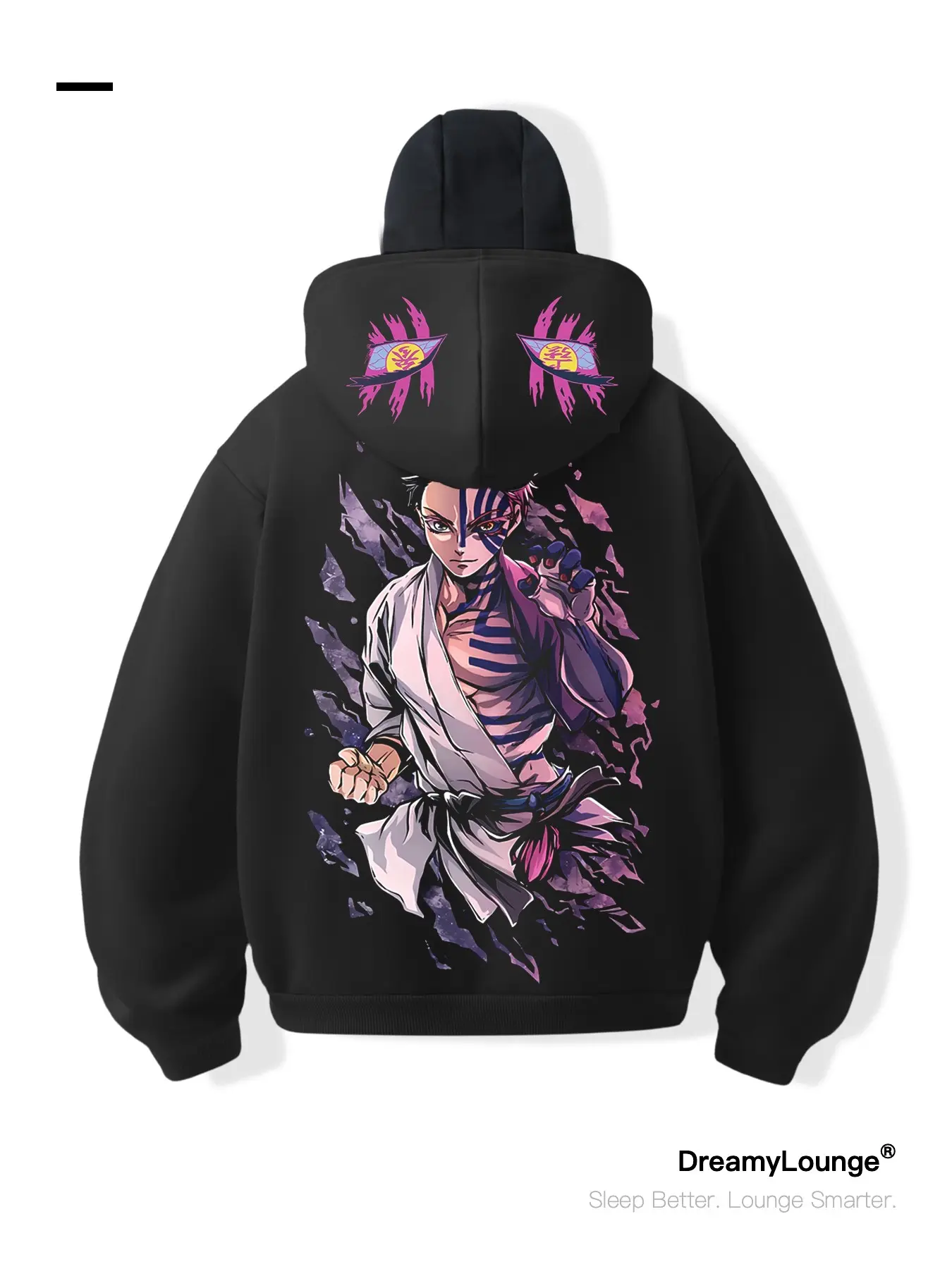 Demon Slayer Nezuko Sakura Snow Pattern Loose Long Sleeve Hoodie Sweatshirts, Dual Layer Face Cover Design, Casual Home Wear, Daily Cosplay Clothing