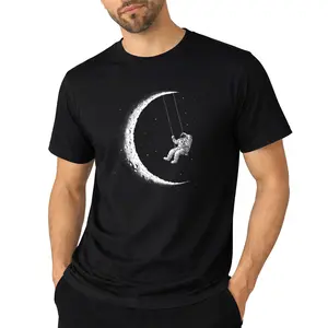 Astronaut Moon Swing Stars Outer Space Men Galaxy Astronomy T-Shirt