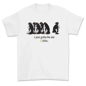 Heavyweight Boxy Fit Unisex Tee Essential Clean Crewneck Tshirt Just Gotta Be Me National Geographic Penguin Graphic Top Streetwear Fashion Tops for Men and Women M to 5XL # t-shirt round neck style