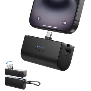 THREEKEY Portable Charger, Travel Power Bank 5000mAh 20W PD Charging Battery Pack with USB-C Port and 30W GaN Wall Charger