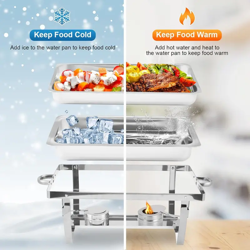 4-Pack 8-quart Stainless Steel Chafing Dish Set - Indoor Buffet Warmers with Lids, Serving Trays, Pans, Anti-Scald Handles, Portable Aluminum Containers, Easy Setup, Foldable Frame - Modern Kitchenware for Large-Scale Events, Delightful Dining Experience 4-Pack 8-quart Stainless Steel Chafing Dish Set - Indoor Buffet Warmers with Lids, Serving Trays, Pans, Anti-Scald Handles, Portable Aluminum Containers, Easy Setup, Foldable Frame - Modern Kitchenware for Large-Scale Events, Delightful Dining Experience