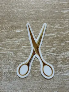 Snip Happens Gold Scissors Sticker