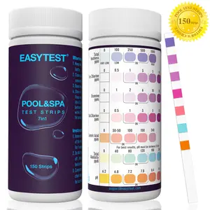 EASYTEST 7 in 1 Pool and Spa Test Strips, 150 Strips Fast and Accurate Water Quality Testing Kit for Swimming Pool and Hot tub, Strip Detects pH, Chlorine, Bromine, Total Hardness