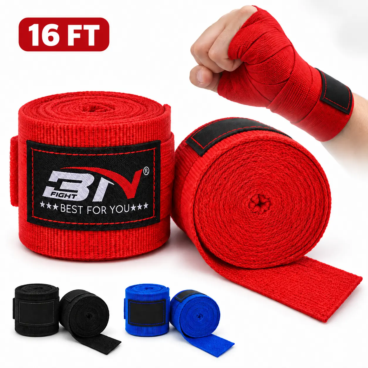 Professional Hand Wraps,Boxing Hand Wraps Inner Gloves,5m Elasticated Thumb Loop Bandages,Wrist Wraps Supports,Elasticated Bandages Wrist Support Tape Protection,Great for MMA, Muay Thai,Kickboxing