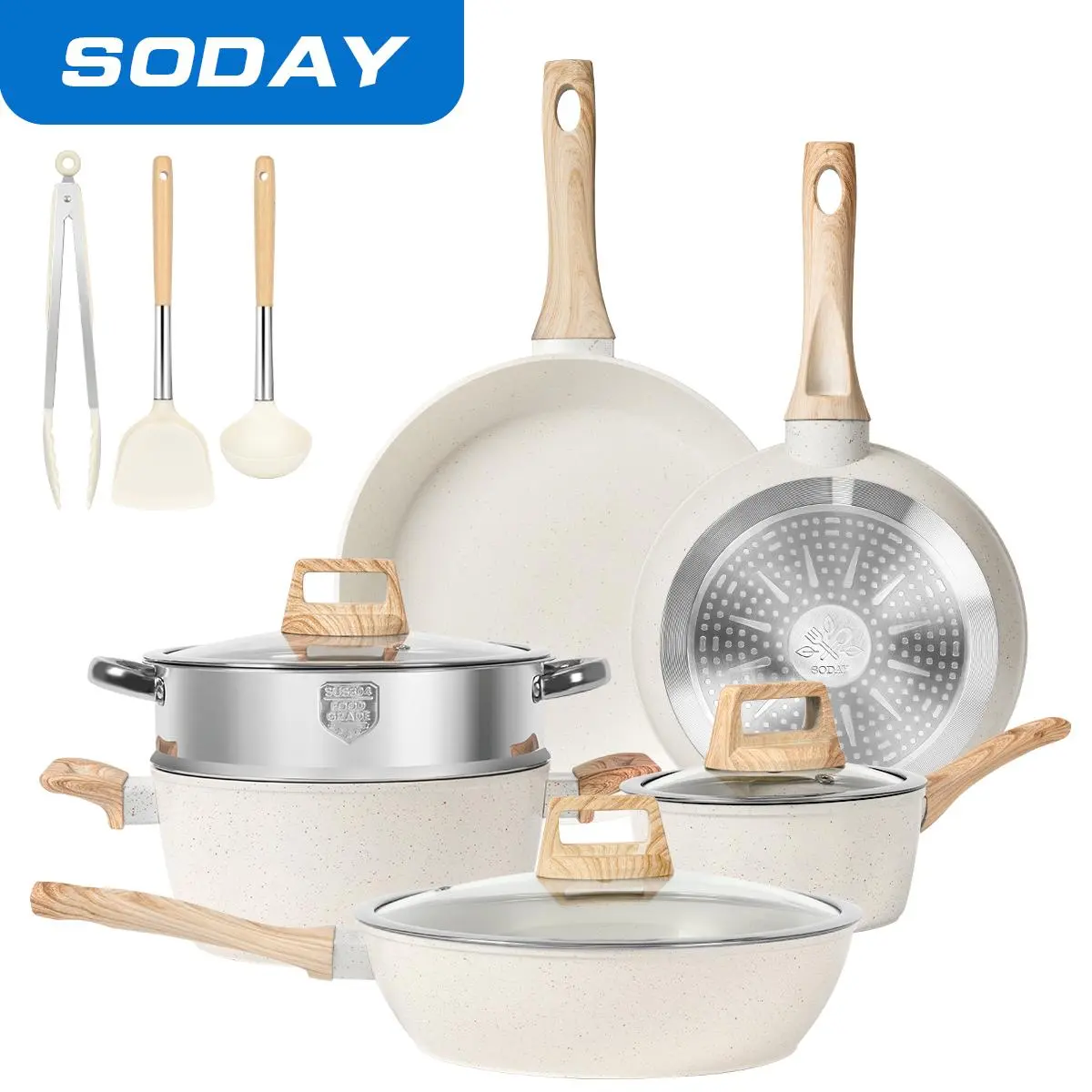 12pcs white with steamer