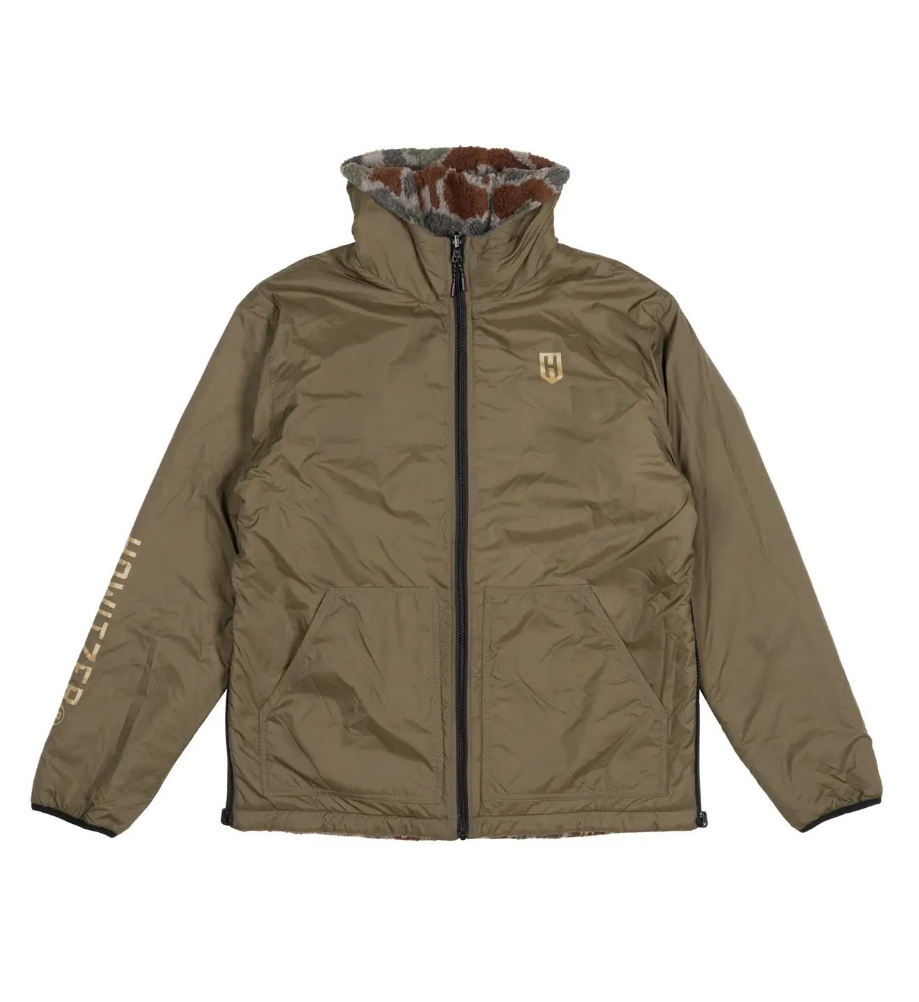 Howitzer Men's Reversible Hooded Jacket, Nylon Ripstop to Sherpa Shell with Pockets & Ventilating Side Zippers, Ventilation, Pocket, Sleeve