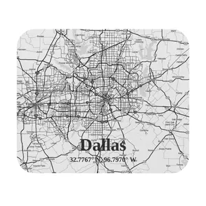 Rectangular Mouse Pad - Dallas Texas Map Design, Office Decor, Personalized Desk Accessories, Texas Lovers Gift, Custom Computer Mouse Mat