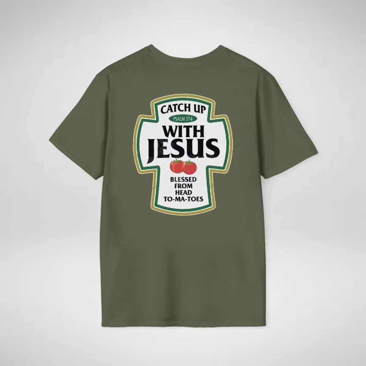 Catch Up With Jesus T-Shirt – Funny Ketchup Bottle Parody Christian Unisex Cotton Tee