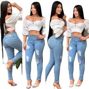 Jeans colombianos jeans blue women’s Womenswear Soft Fabric Comfortable Suits Underwear Lady Winter Denim Bottom Trouser Streetwear Minimalist Basic Pants Day Fit casual jean