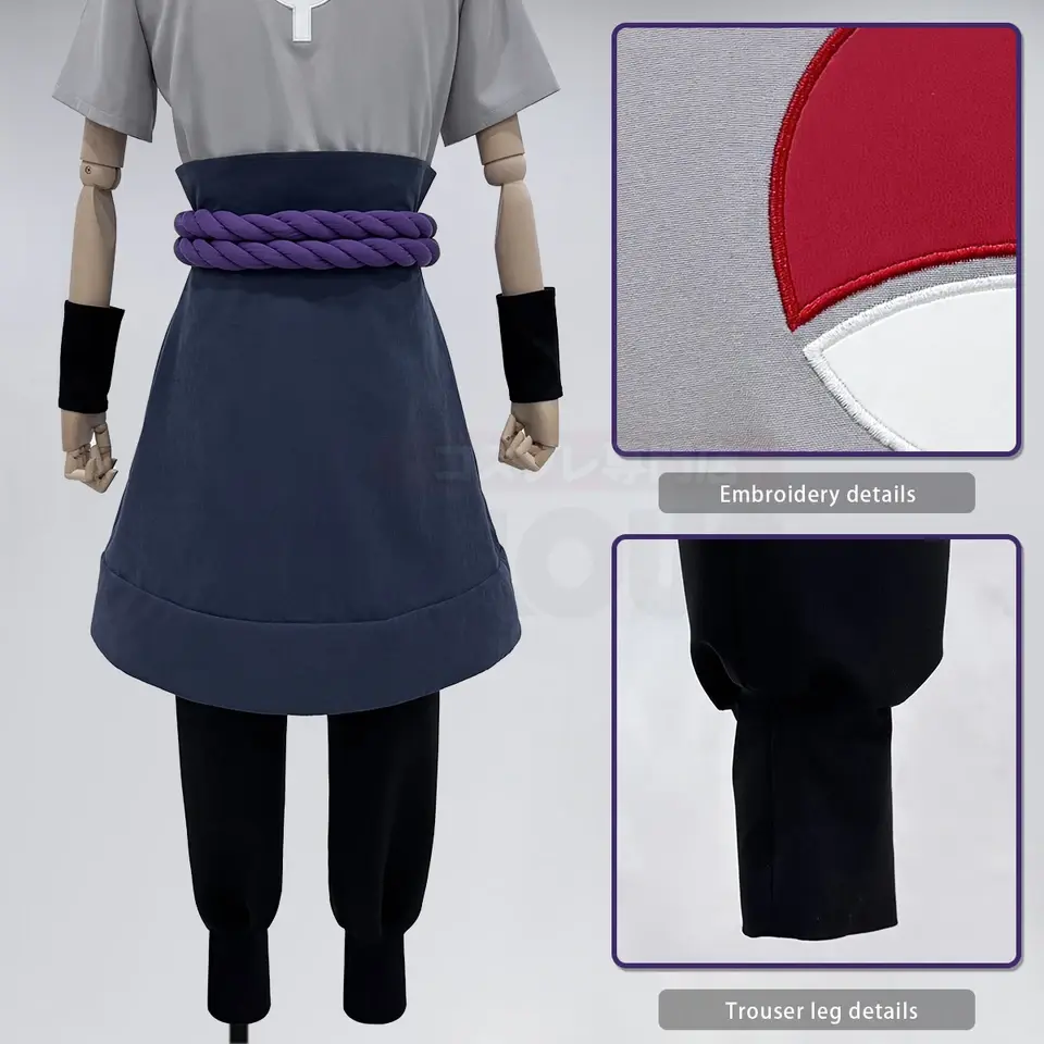 HOLOUN Anime Uchiha Sasuke Cosplay Costume Top Pants Belt Cos Convention Gift Adult Version Unisex