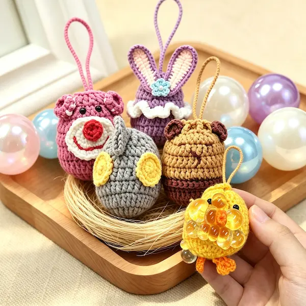 Crochet Doll Covered Coconut Oil Squishy,Shapeable No Rebound Stress Relief Ball Coconut Oil Handmade Squeezing Ball, Coconut Oil Stress Ball,Anxiety Relief Toy, Fidget Toy,Back to School Gift-MM, Stress Relieving Tool for Parties, Easter and Birthdays